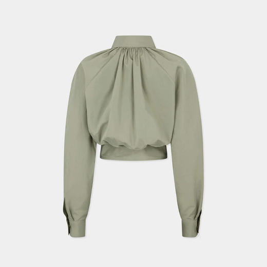 DSQUARED2 女士金属徽标饰牌棉质短款长袖衬衫 浅绿色 S75DL0944 S36275 734 商品图1