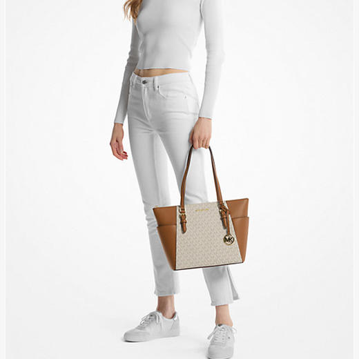 193599717074 迈克高仕MICHAEL KORS Charlotte 时尚潮流拼色字母印花大号老花托特包【27 * 11* 25cm】 商品图3
