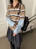 F013024复古学院风Polo领设计条纹毛衣针织衫 商品缩略图5