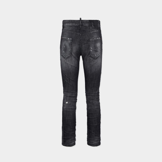 DSQUARED2 女士字母徽标贴片Teddy修身牛仔裤 黑色 S75LB1160 S30357 900 商品图1