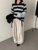 F013024复古学院风Polo领设计条纹毛衣针织衫 商品缩略图3