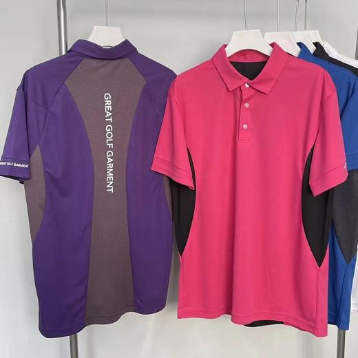 GGG 高尔夫男士 多色翻领拼接网眼 短袖 弹力透气POLO衫 商品图3