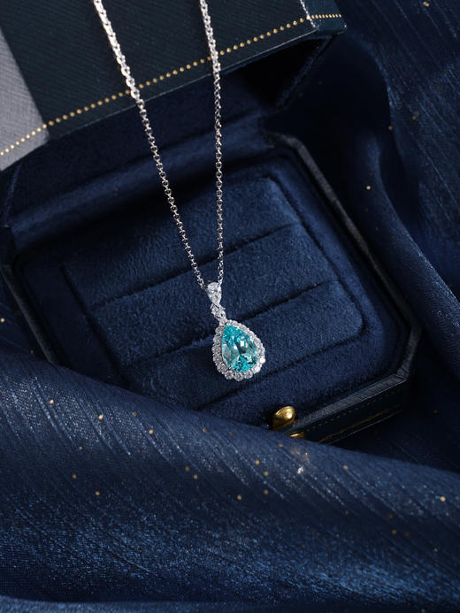 子佩集【瀚海凝光】银S925套链【PM2270-XF】项链培育宝石帕拉伊巴蓝碧玺2601 商品图3