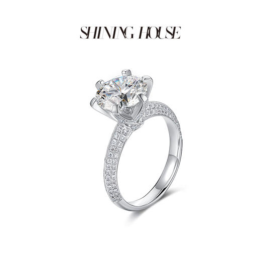 【预售】ShiningHouse[培育] 18k金钻石戒指 圆钻形3克拉钻人工真钻人造钻石K金戒指时尚六爪钻石戒指悦己送礼臻选【此商品不支持7天无理由退货退款】预计3日发货 商品图2