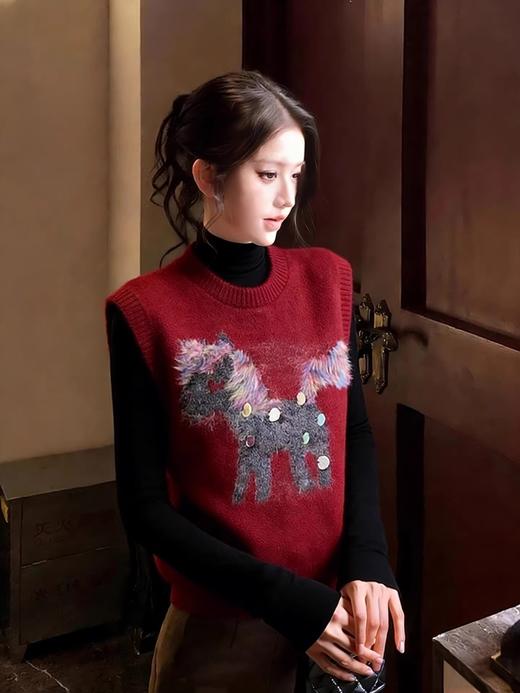 马年氛围感担当｜亮片小马羊毛混纺针织马甲 商品图3