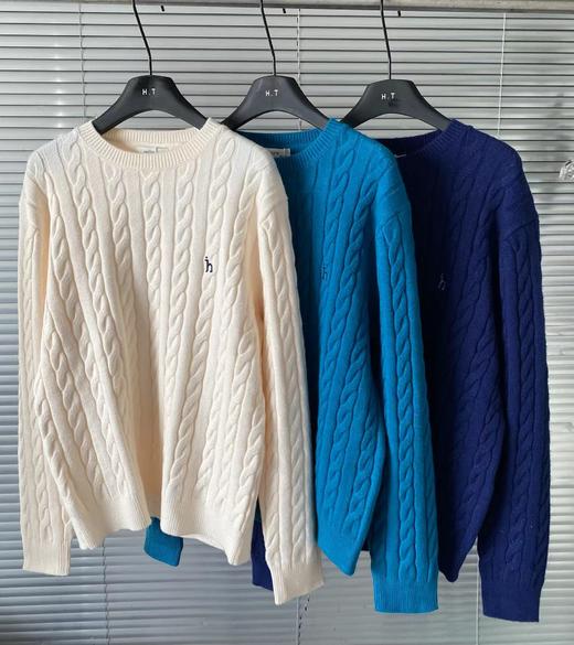 F013013春秋季新品男士圆领绞花羊毛针织衫 商品图0