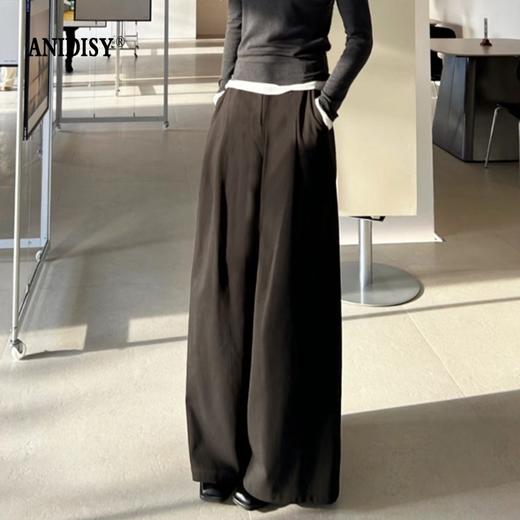 2026春装时尚高腰拉链后松紧腰宽松阔腿休闲裤 商品图1