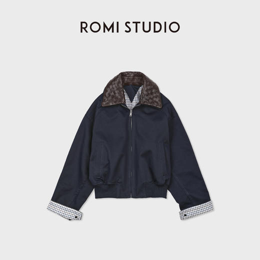 ROMI STUDIO“复古摩登”进口小羊皮编织领立体夹克外套 RWCAS87506 商品图1