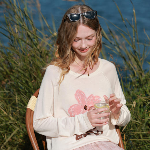 【100莱赛尔】三彩2026春季新款宽松轻薄提花针织衫套头毛衫长袖M 商品图1