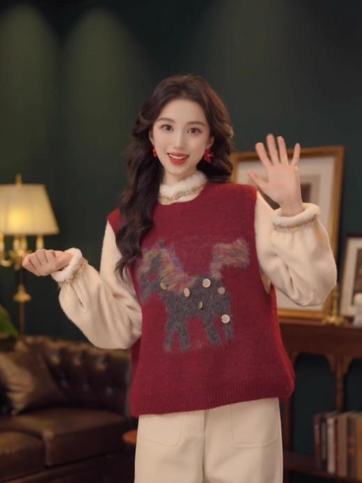 马年氛围感担当｜亮片小马羊毛混纺针织马甲 商品图2