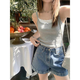 <曾小咸推荐>花灰色拼接吊带背心无袖上衣