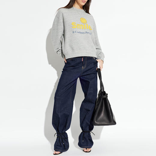 DSQUARED2 女士字母徽标印花棉质长袖卫衣 蓝色 S75GU0633 D25026 856M 商品图4