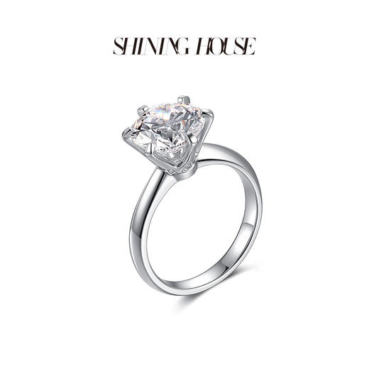 ShiningHouse[培育] 18k金钻石戒指 圆钻形3克拉钻人工真钻人造钻石K金戒指简约六爪钻石戒指悦己送礼臻选【此商品不支持7天无理由退货退款】 商品图2