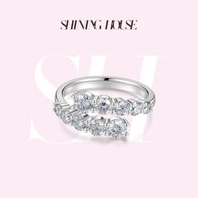 【预售】ShiningHouse[培育] 18k金钻石戒指 圆钻形1克拉钻人工真钻人造钻石K金戒指排钻戒指时尚钻石戒指悦己送礼臻选【此商品不支持7天无理由退货退款】预计3日发货