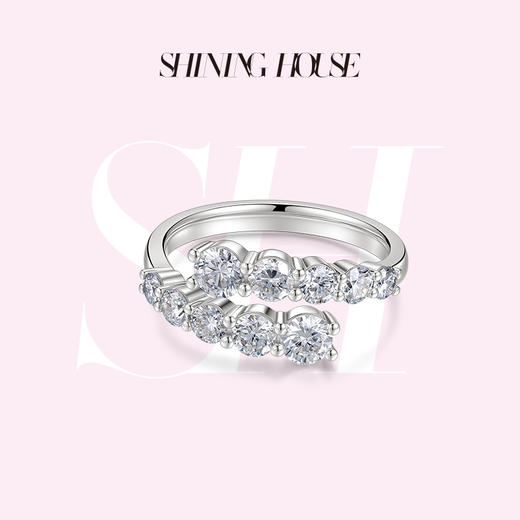 【预售】ShiningHouse[培育] 18k金钻石戒指 圆钻形1克拉钻人工真钻人造钻石K金戒指排钻戒指时尚钻石戒指悦己送礼臻选【此商品不支持7天无理由退货退款】预计3日发货 商品图0