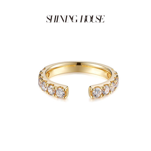 【预售】ShiningHouse[培育] 18k金钻石戒指 圆钻形人工真钻人造钻石K金戒指排钻戒指时尚钻石戒指悦己送礼臻选【此商品不支持7天无理由退货退款】预计3日发货 商品图1