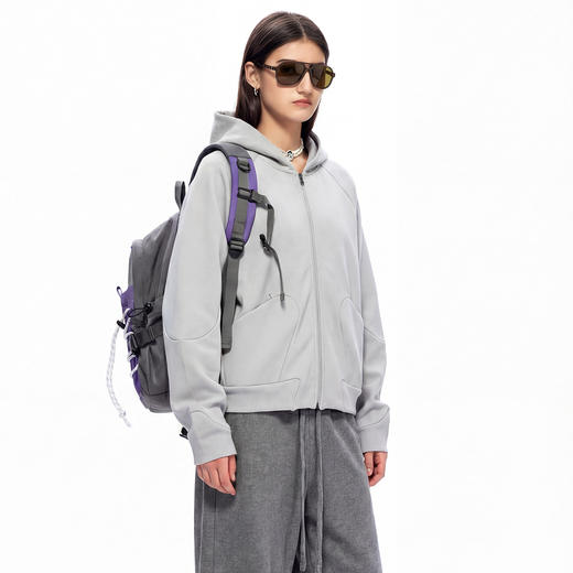 IDEVERRAY毛圈卫衣连帽宽松男女同款多色可选长袖拉链开衫外套冬 商品图4