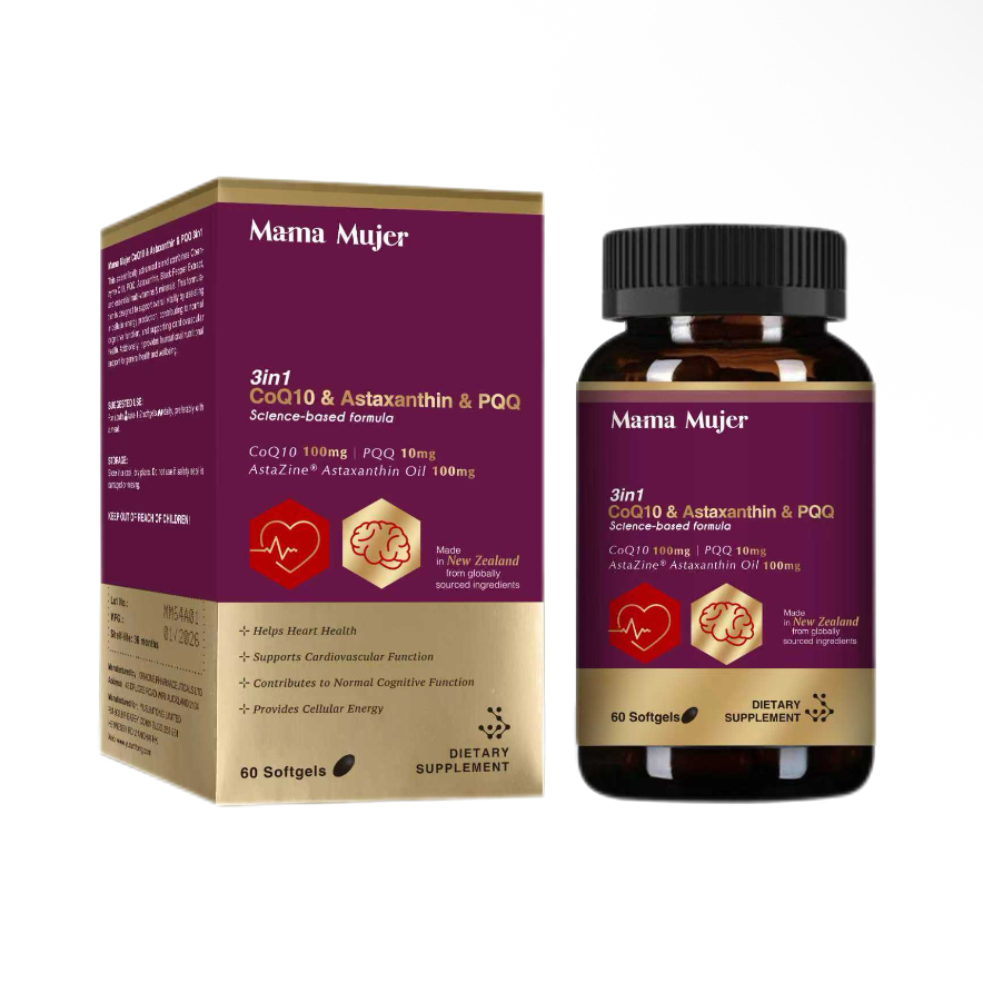 Mama Mujer 新西兰PQQ辅酶Q10线粒体能量弹 线粒体能量养护胶囊 胸闷心慌 长期慢性疲劳 心脏供电 伈基每 30+卵巢细胞抗衰 60粒/瓶 MMMJ 保税仓发货