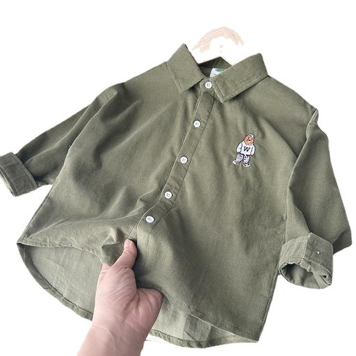 【89元2件】春秋冬童装男童儿童细条棉质/灯芯绒卡通长袖衬衫衬衣 商品图4
