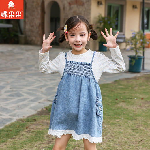 棉果果春季新品女童牛仔裙牛仔吊带裙M122703226121 商品图1