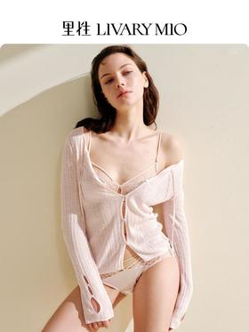 【明星同款】里性 LIVARY MIO寻真 针织开衫绢丝亚麻上衣透气镂空长袖透气亲肤短外套