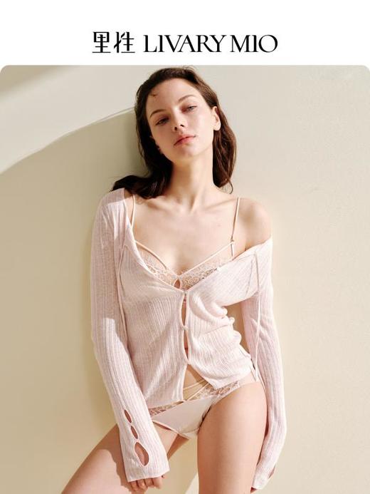 【明星同款】里性 LIVARY MIO寻真 针织开衫绢丝亚麻上衣透气镂空长袖透气亲肤短外套 商品图0