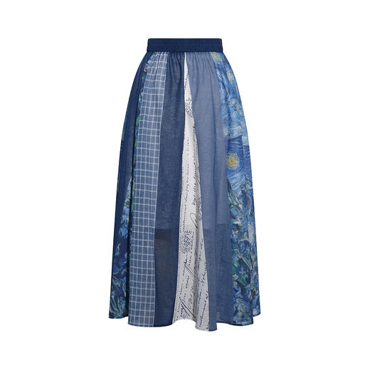 两三事梵高文艺浪漫失重2026春新款森女风印花a字半身裙飘逸长裙 商品图4