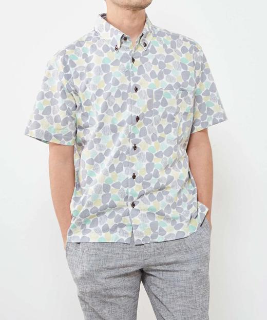 MEN'S MELROSE 夏季男士 彩色印花清凉感polo领短袖花衬衫 商品图2