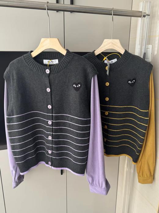 F013022撞色拼接假两件圆领短款针织开衫女 商品图6