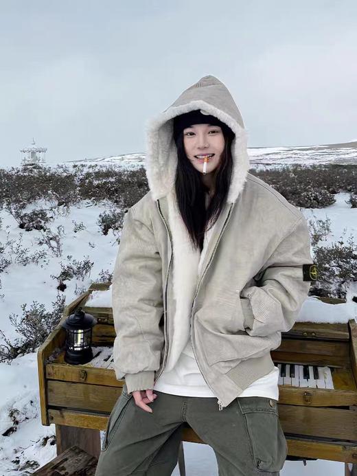 F013015新款“一件过冬”1500g仿水貂毛大理石座山雕连帽棉服 商品图1