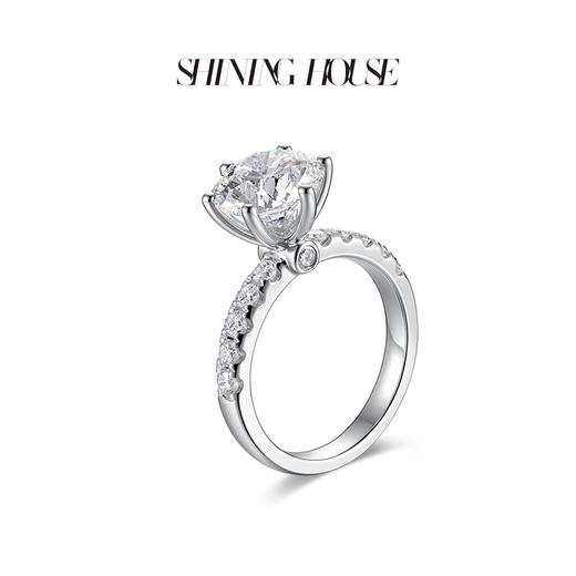 【预售】ShiningHouse[培育] 18k金钻石戒指 圆钻形3克拉钻人工真钻人造钻石K金戒指时尚六爪钻石戒指悦己送礼臻选【此商品不支持7天无理由退货退款】预计3日发货 商品图2