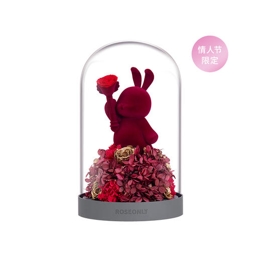 【水晶之恋】ROSEONLY诺誓 永生玫瑰花 水晶之恋钟罩 玫瑰心宠 永生花情人节告白礼物 摆件 商品图1