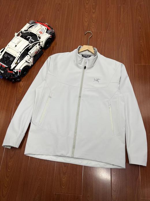 F013006户外刺绣logo半领拉链户外运动立领防风刺绣加绒软壳外套 商品图6