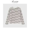 PanYiXiu/潘依绣松弛感撞色条纹挂毛流苏气质长袖圆领针织上衣W-63547 商品缩略图2