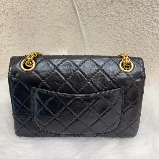 CHANEL 2.55 mini 黑金 油蜡牛皮 链条包 商品图1