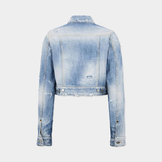 DSQUARED2 女士字母徽标标签做旧牛仔夹克外套 浅蓝色 S75AM1180 D30011 470 商品图1
