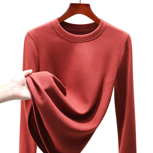 「自j」全新升级【铂金会员146/天猫199/差价53】(84146)洛诗琳蚕丝暖绒发热保暖上衣2025冬季正肩加绒打底上衣 商品图4