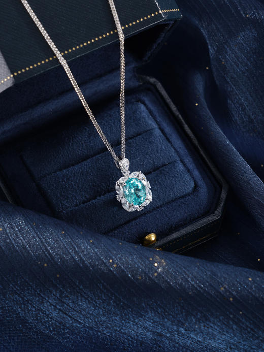 子佩集【碧海潮生】银S925套链【PM2211-XF】项链培育宝石帕拉伊巴蓝碧玺2601 商品图4