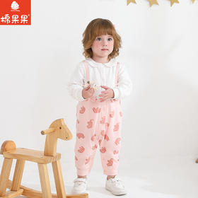 棉果果春季新品女童氨棉汗布纯棉卡通小象满印爬衣假两件对开连体衣M122722226100