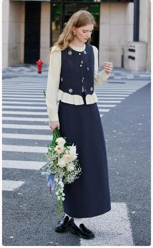 香y同款小香风套装 高级感衬衫/马甲/半身裙三件套 商品图4