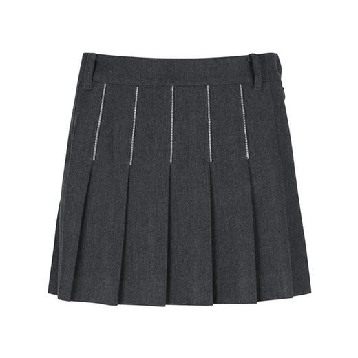 ST家镶钻边百褶女士短裙来了！磨毛的弹力面料搭配针织衫！W821934 商品图2