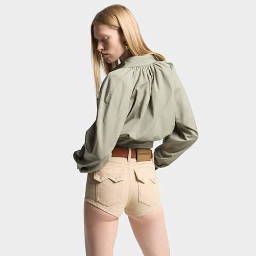 DSQUARED2 女士金属徽标饰牌棉质短款长袖衬衫 浅绿色 S75DL0944 S36275 734 商品图4