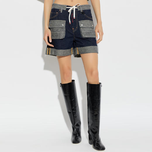 DSQUARED2 女士字母徽标标签“工装”牛仔短裤 混色 S75MU0519 D30034 470 商品图1