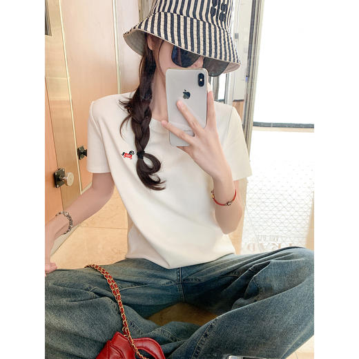 <曾小咸推荐>韩系白色圆领短袖t恤女上衣 商品图0