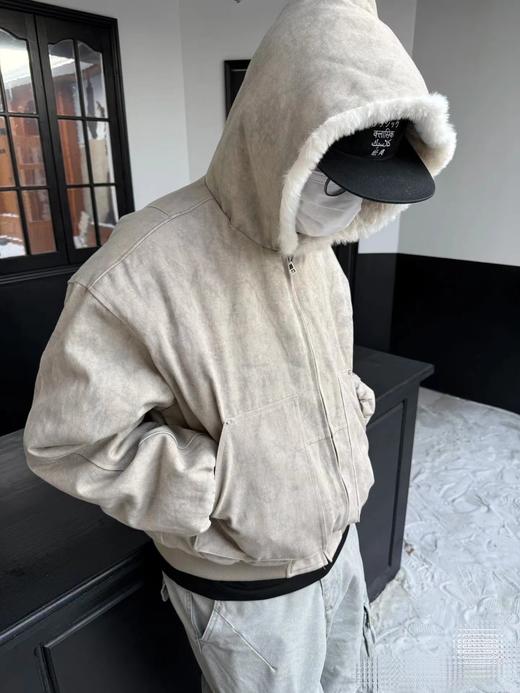 F013015新款“一件过冬”1500g仿水貂毛大理石座山雕连帽棉服 商品图0