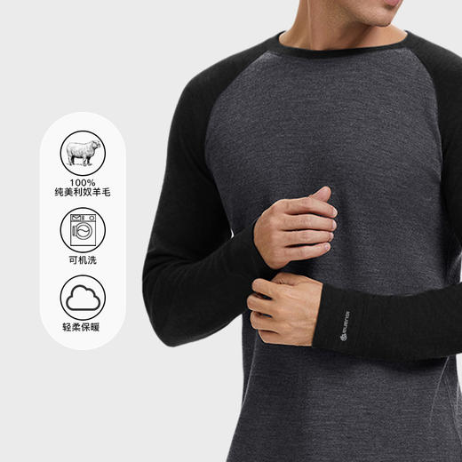 IGUANA 260G可机洗美利奴羊毛秋冬拼色女款  男款  T恤 商品图3