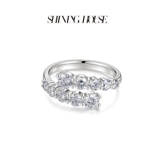 【预售】ShiningHouse[培育] 18k金钻石戒指 圆钻形1克拉钻人工真钻人造钻石K金戒指排钻戒指时尚钻石戒指悦己送礼臻选【此商品不支持7天无理由退货退款】预计3日发货 商品图1