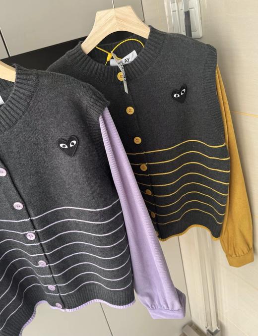 F013022撞色拼接假两件圆领短款针织开衫女 商品图7