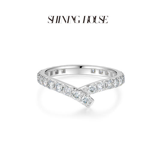 【预售】ShiningHouse[培育] 18k金钻石戒指 圆钻形人工真钻人造钻石K金戒指排钻戒指时尚钻石戒指悦己送礼臻选【此商品不支持7天无理由退货退款】 商品图1