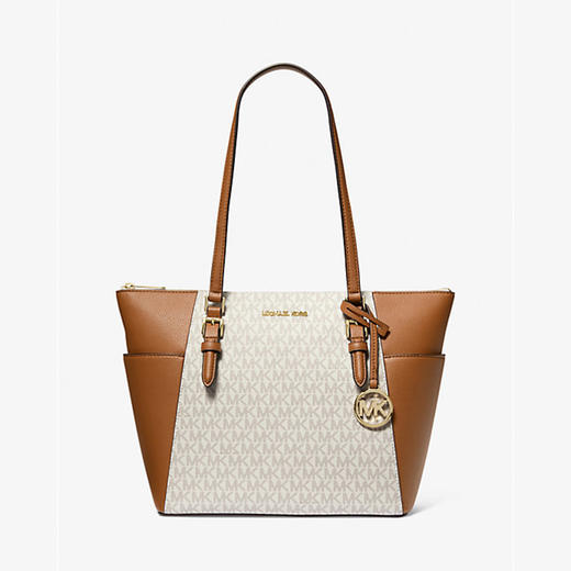 193599717074 迈克高仕MICHAEL KORS Charlotte 时尚潮流拼色字母印花大号老花托特包【27 * 11* 25cm】 商品图1